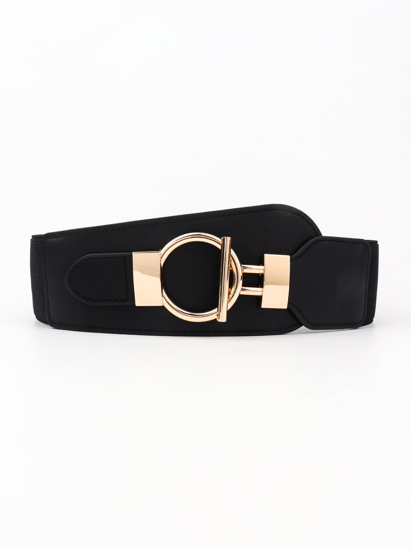 PU Elastic Wide Belt with Alloy Buckle 