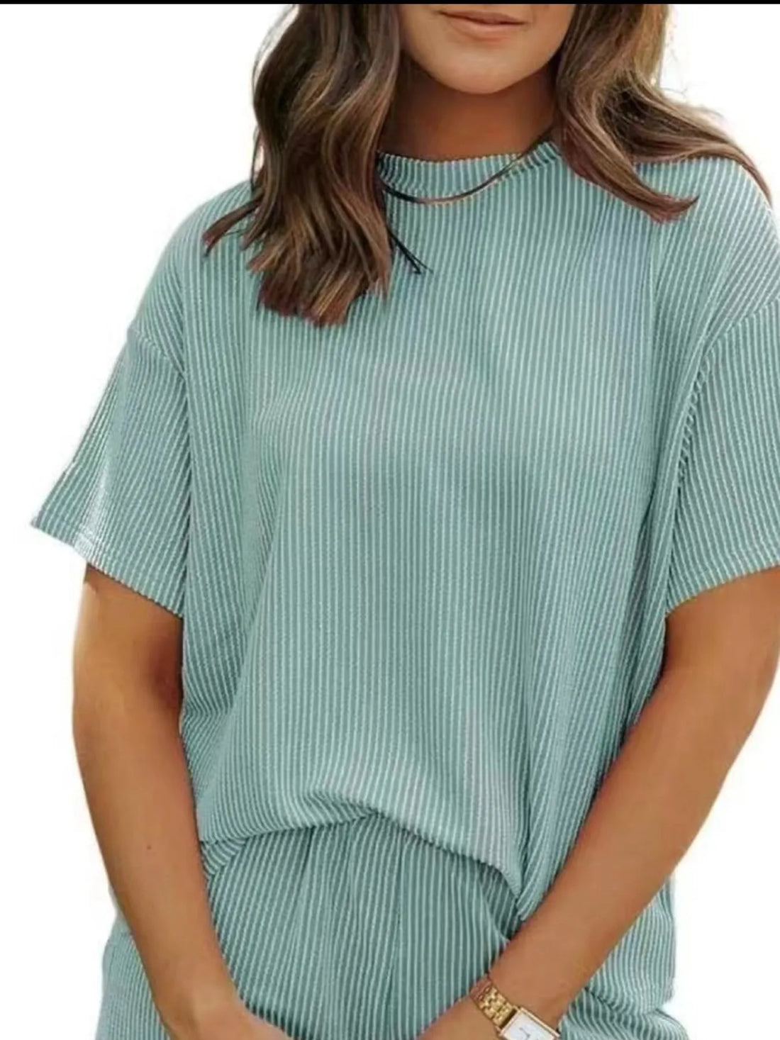 Full Size Ribbed Short Sleeve Top and Shorts Two-Piece Set Plus Size Lingerie & Nightwear