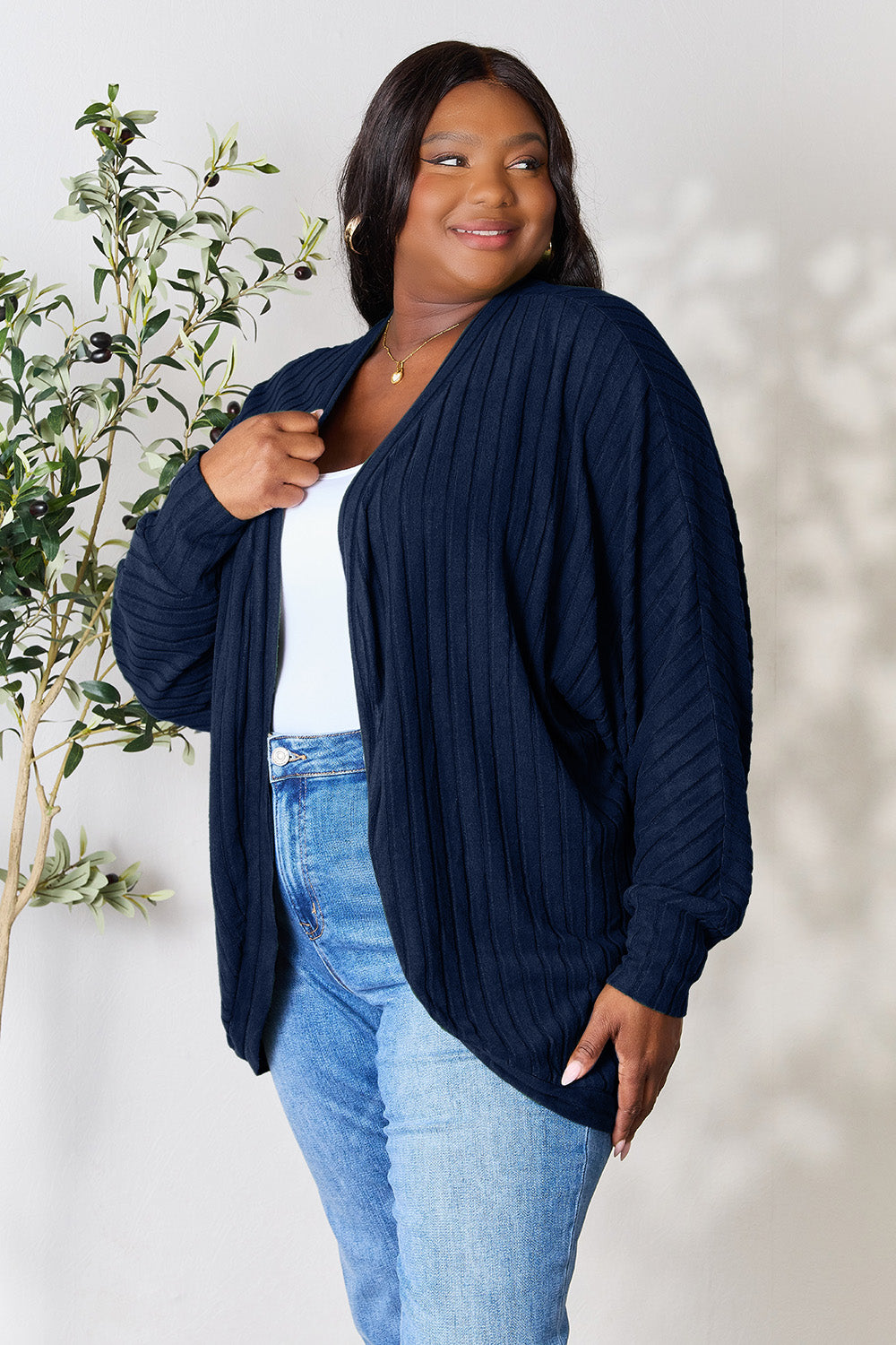 Basic Bae Full Size Ribbed Cocoon Cardigan 