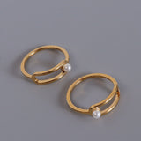 Synthetic Pearl Titanium Steel Ring 