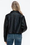 Snobbish Snap Down Long Sleeve PU Leather Jacket 