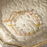 Stainless Steel Natural Stone Double Layered Bracelet 