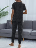 Round Neck Short Sleeve Top and Pants Lounge Set Lingerie & Nightwear