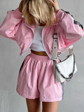 Zip Up Long Sleeve Jacket and Shorts Set Two Piece Dresses