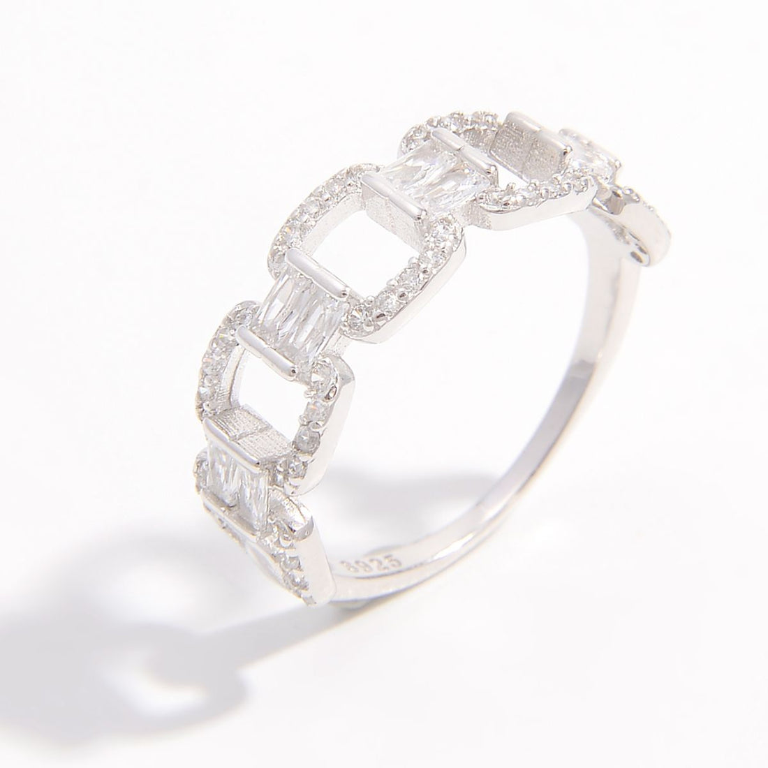 925 Sterling Silver Zircon Cutout Ring 