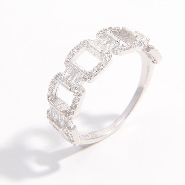 925 Sterling Silver Zircon Cutout Ring 