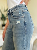Judy Blue Full Size Mid Rise Distressed Straight Jeans 