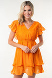 White Birch Full Size Short Sleeve Woven Layered Dress 