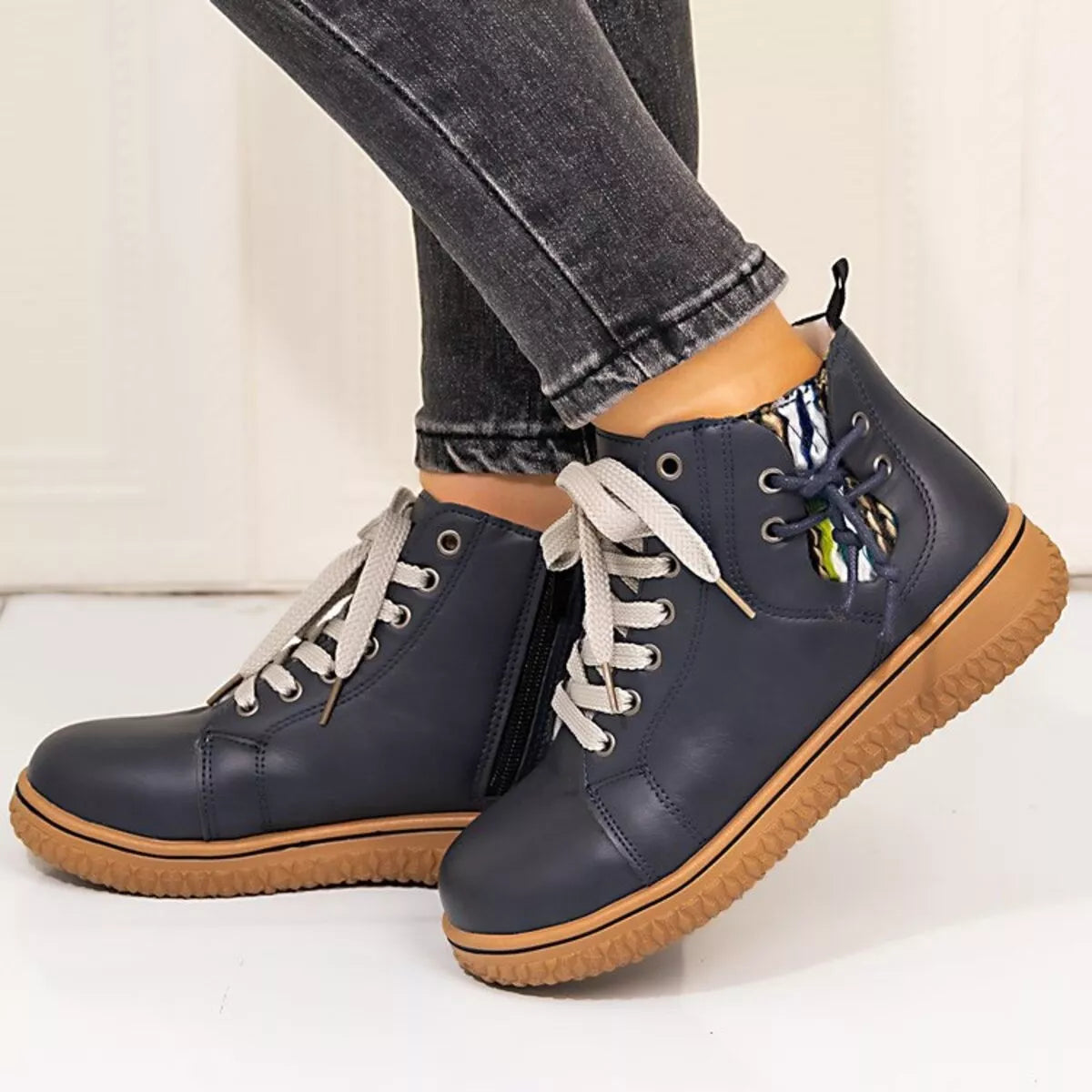 Round Toe Platform Ankle Boots 