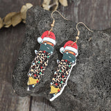 PU Leather Alloy Pencil Earrings 