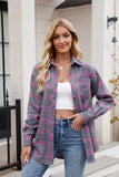 Mandy Pocketed Plaid Collared Neck Long Sleeve Shirt 