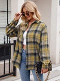 Mandy Pocketed Plaid Collared Neck Long Sleeve Shirt 