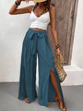 Honey Tied Slit Wide Leg Pants 
