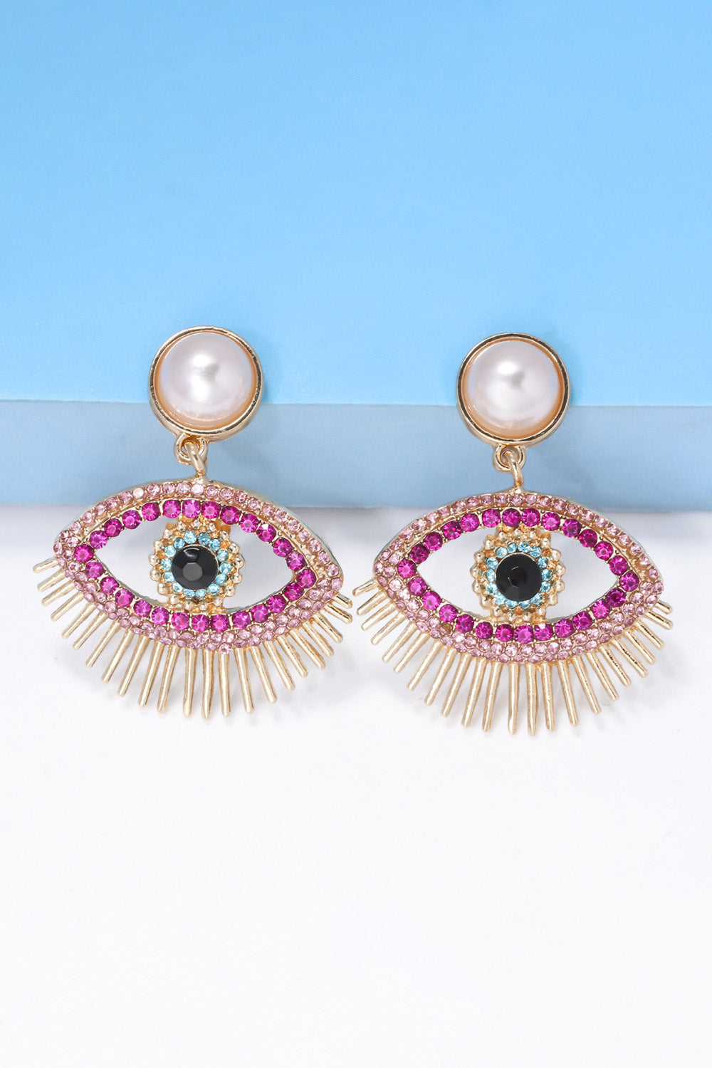 Evil Eye Shape Rhinestone Zinc Alloy Synthetic Dangle Earrings 
