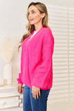 Woven Right Rib-Knit Open Front Drop Shoulder Cardigan 