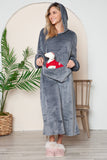 Double Take Full Size Pocketed Hooded Midi Lounge Dress 