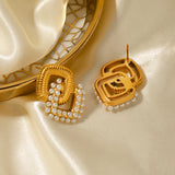 18K Gold-Plated Stainless Steel Square Earrings 