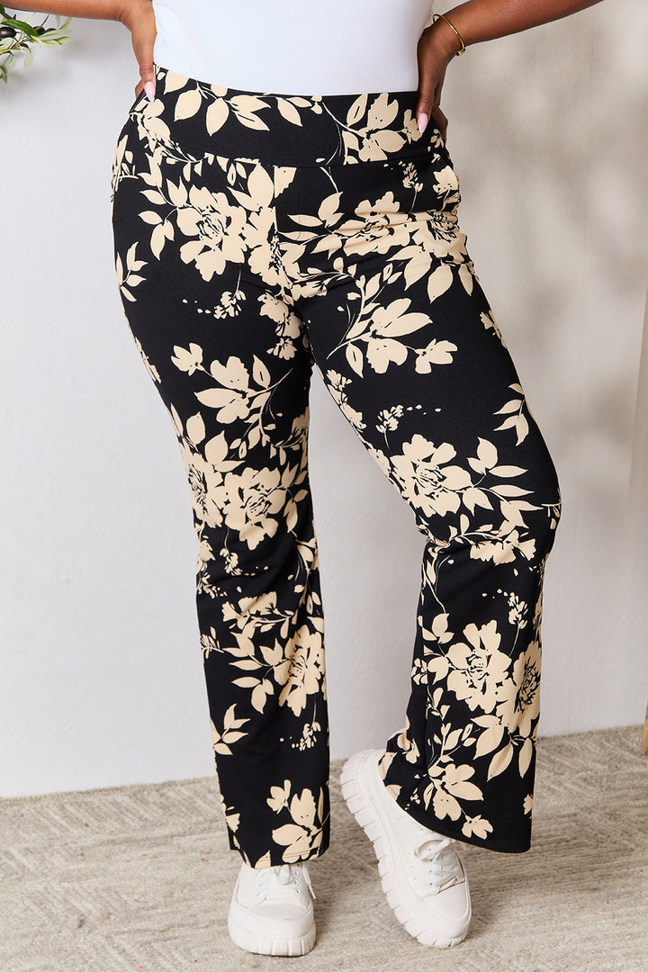 Heimish Full Size High Waist Floral Flare Pants 