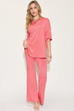 Basic Bae Full Size Bamboo Drop Shoulder T-Shirt and Flare Pants Set 