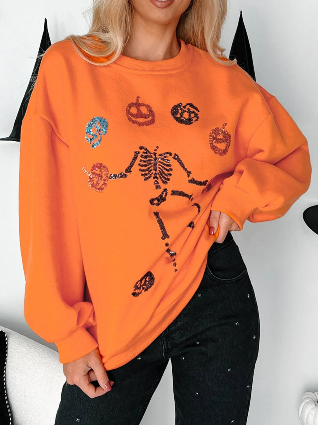 Halloween Skeleton Pumpkin Sweatshirt 
