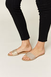 WILD DIVA Rhinestone Open Toe Flat Sandals 