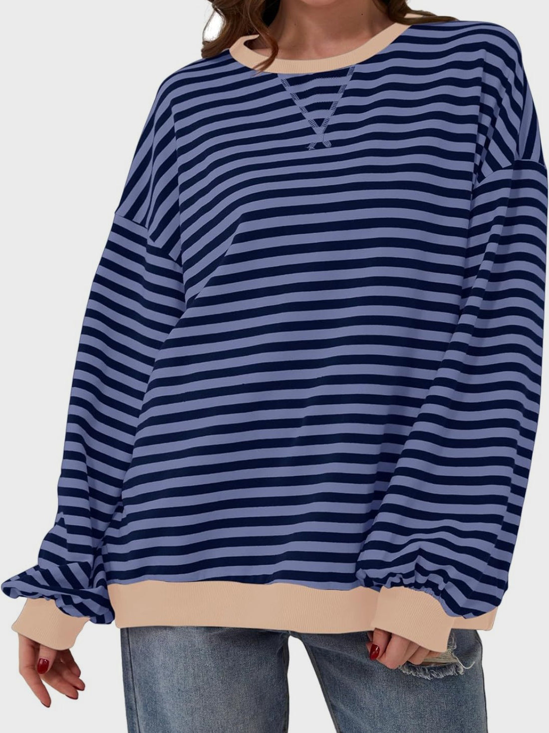 Lovelet Contrast Striped Long Sleeve Sweatshirt 