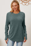 Basic Bae Full Size Ribbed Thumbhole Sleeve T-Shirt 
