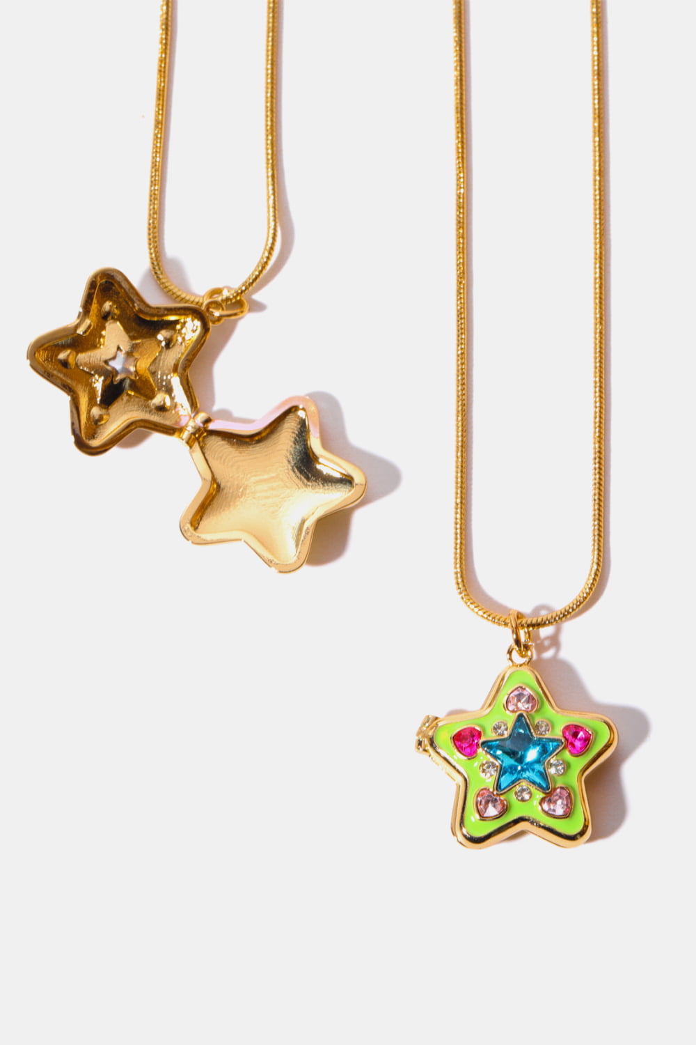 Rhinestone Decor Star Box Pendant Necklace 