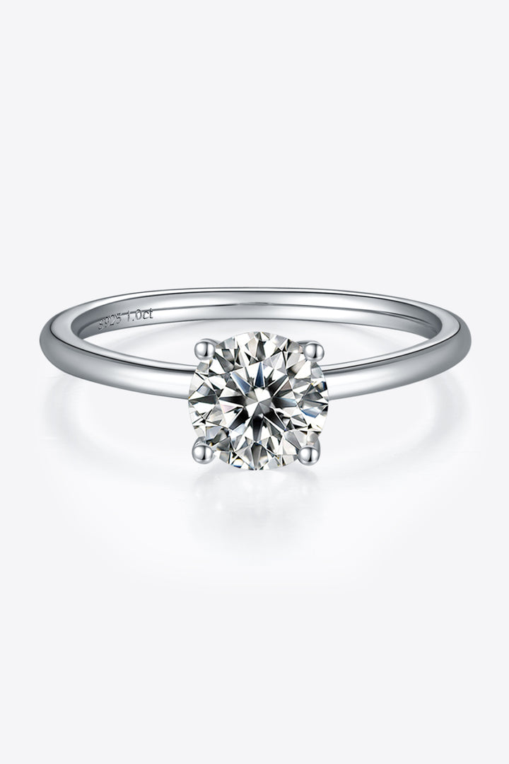 1 Carat Moissanite 925 Sterling Silver Solitaire Ring 