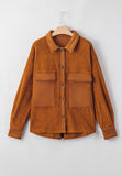 Pocketed Collared Neck Dropped Shoulder Jacket 