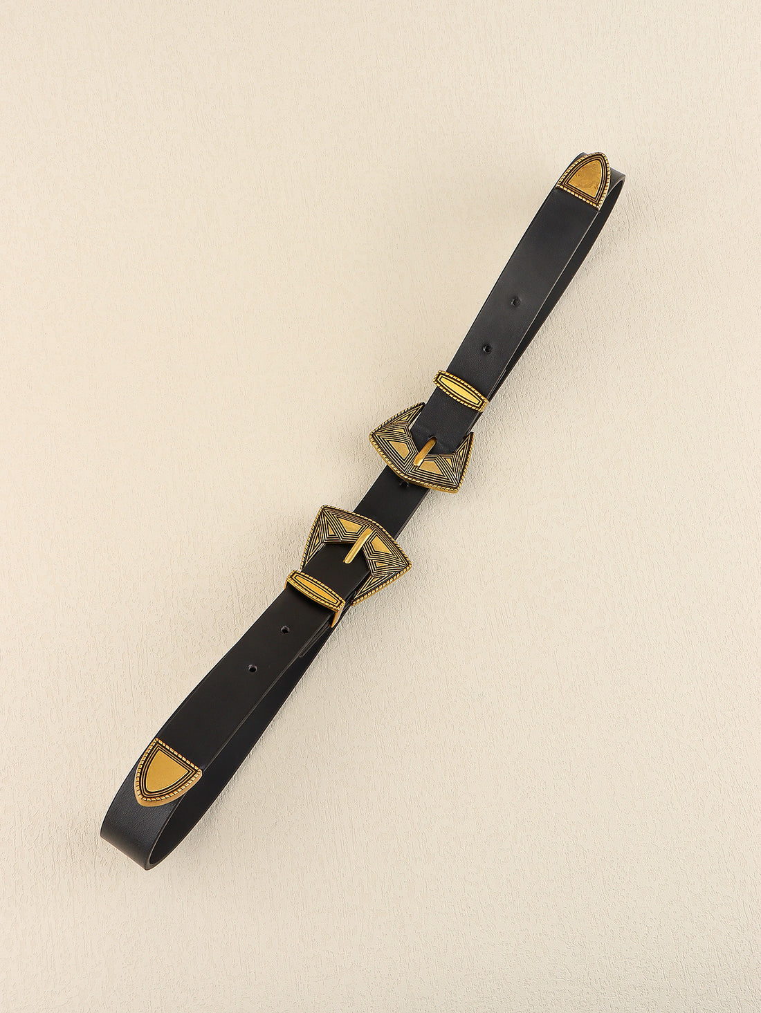 Double Buckle PU Leather Belt 
