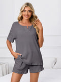 Notched Short Sleeve and Shorts Lounge Set Lingerie & Nightwear