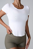 Cutout Round Neck Short Sleeve Active T-Shirt 
