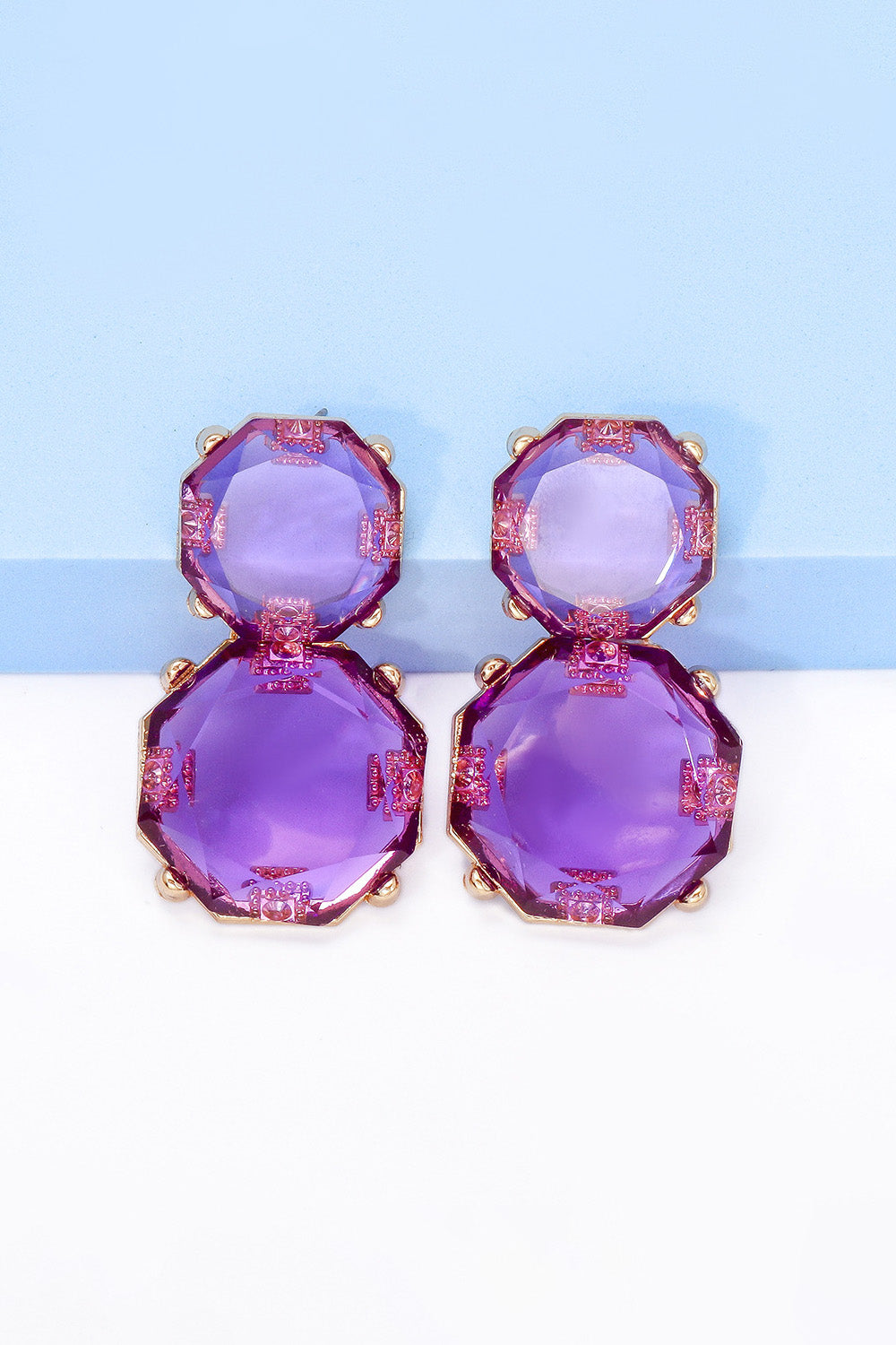 Geometrical Shape Zinc Alloy Frame Dangle Earrings 