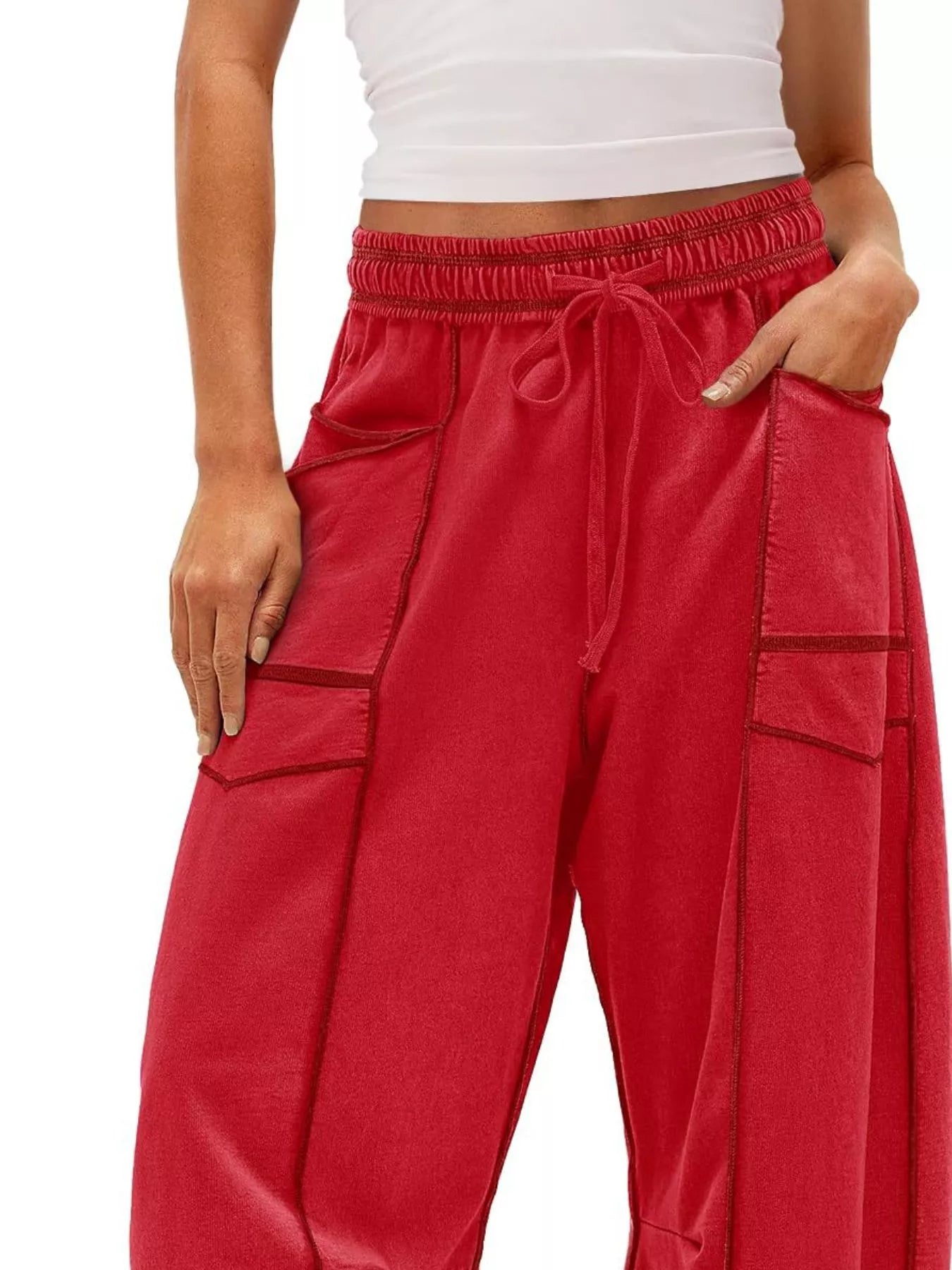 Drawstring Wide Leg Pants 