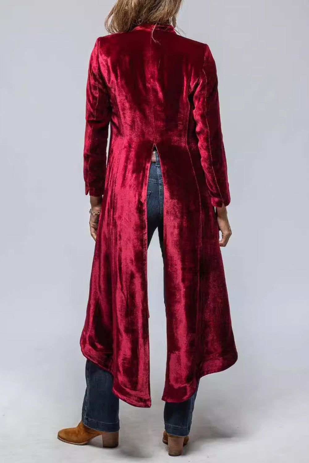 Slit Back Open Front Cardigan 