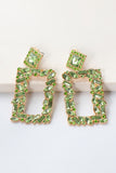 Square Shape Glass Stone Dangle Earrings 
