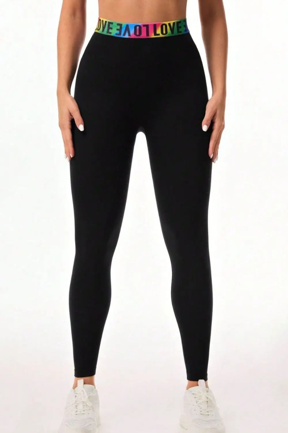 Letter Printed High Waist Active Leggings 