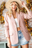 First Love Full Size Single-Breasted Flap Pocket Corduroy Blazer 