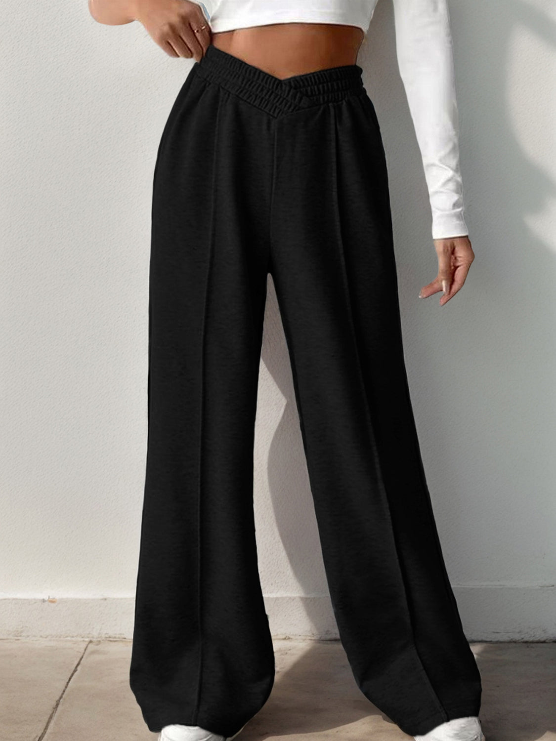 Elastic Waist Wide Leg Pants 