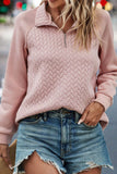 Textured Quarter Zip Long Sleeve Sweatshirt 