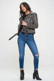 Coalition LA Zip Up Biker Jacket with Belt 