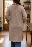 Full Size One Button Long Sleeve Longline Plush Coat 