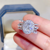 3 Carat Moissanite 925 Sterling Silver Layered Ring 