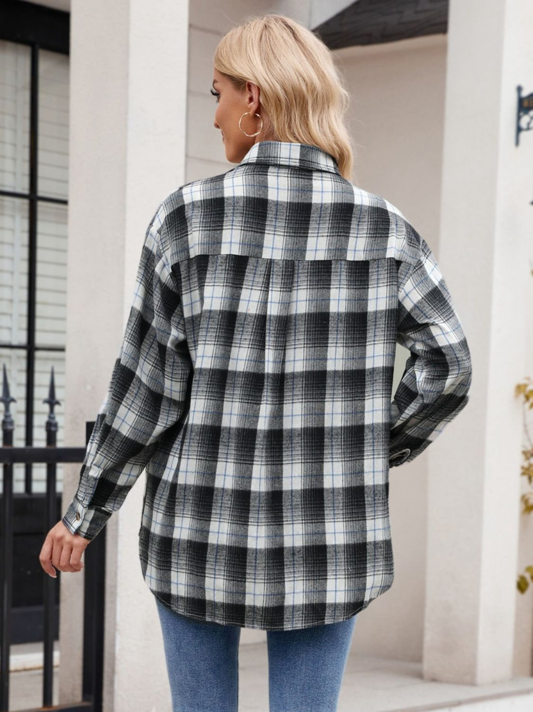 Mandy Plaid Collared Neck Long Sleeve Shirt 