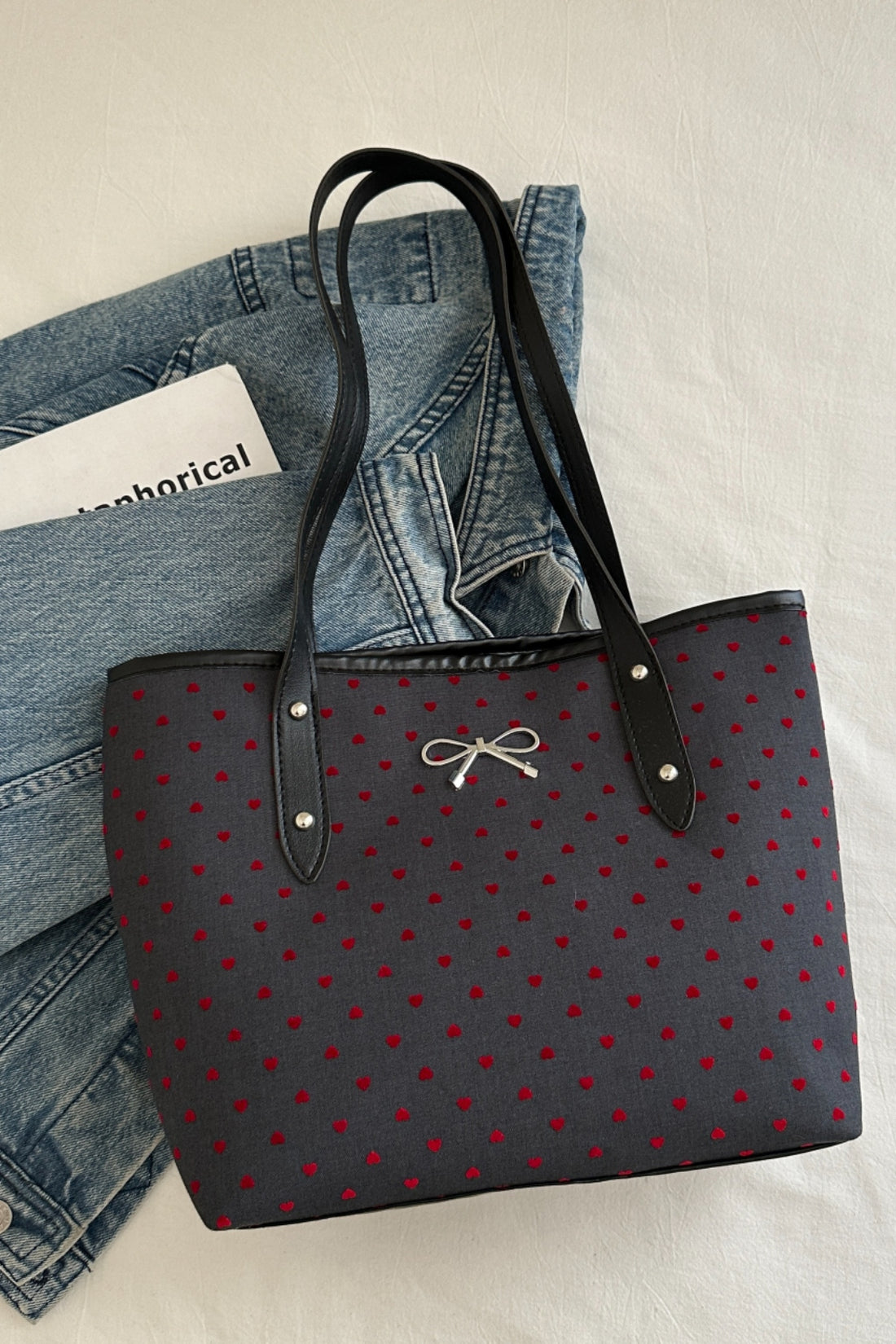 Bow Trim Polyester Tote Bag 