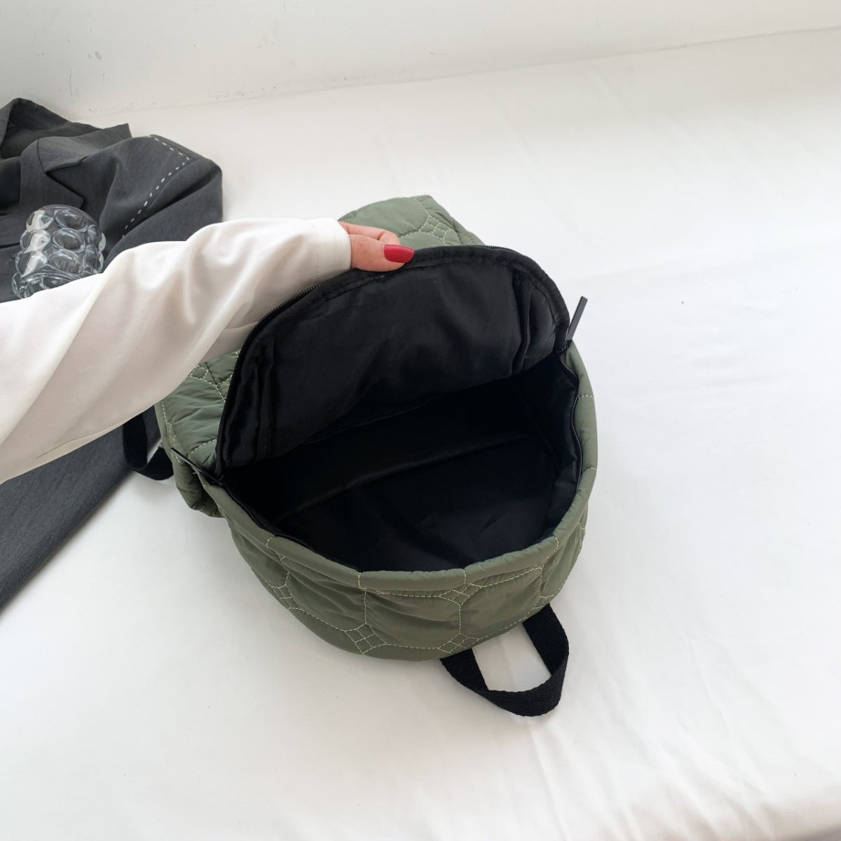 Quilted Polyester Backpack Bag 