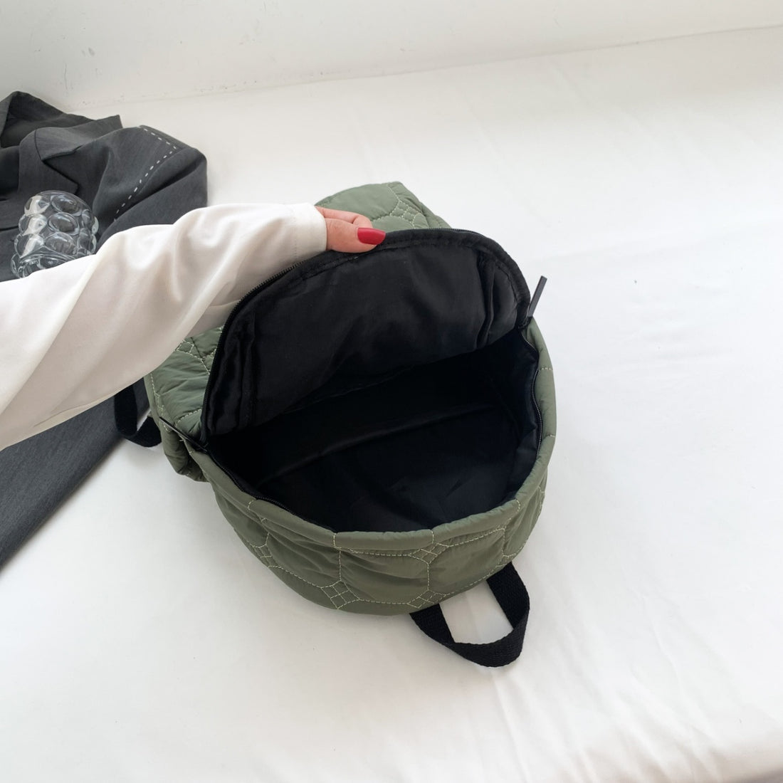 Quilted Polyester Backpack Bag 