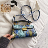 PU Leather Snakeskin Print Crossbody Bag 