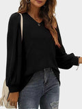 Heathered V-Neck Long Sleeve T-Shirt 